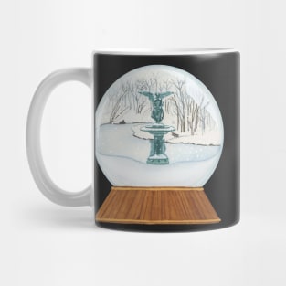 SNOW GLOBE – BETHESDA FOUNTAIN IN WINTER – CENTRAL PARK – NEW YORK CITY – Watercolor Painting Mug